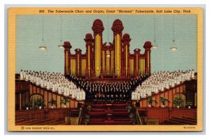 Great Mormon Tabernacle Organ Choir Salt Lake City UT Utah UNP Linen Poscard R27
