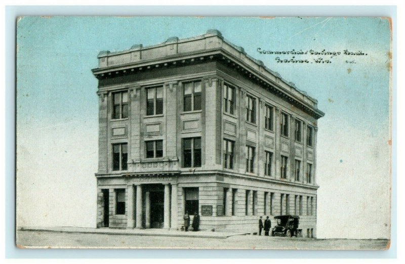 1910 Commercial & Savings Bank Racine Wisconsin WI Posted Antique Postcard 