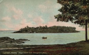 Camden ME-Maine, Negro Island From Dillinghams Point Boat, Vintage Postcard