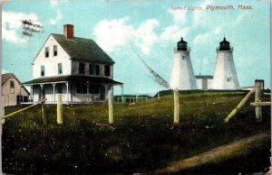 Massachusetts Plymouth Gurnet Lighthouses 1908
