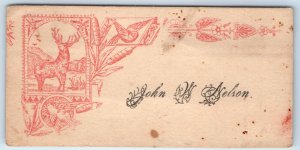 x3 LOT c1880s John W Nelson Calling Card Engraved Artistic Nature Name Trade C49