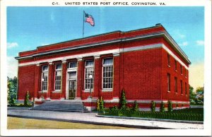 Postcard United States Post Office in Covington, Virginia