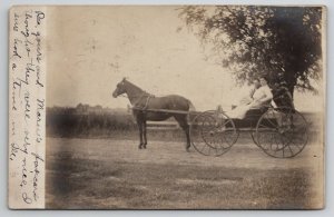 RPPC Couple Horse Carriage Muskogee OK to Poulter Family Ravenna NE Postcard I24