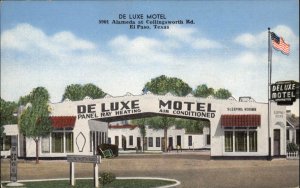 El Paso Texas TX De Luxe Motel Vintage Postcard