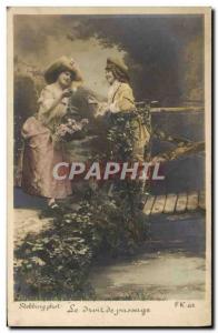 Old Postcard Fancy Women Right of way