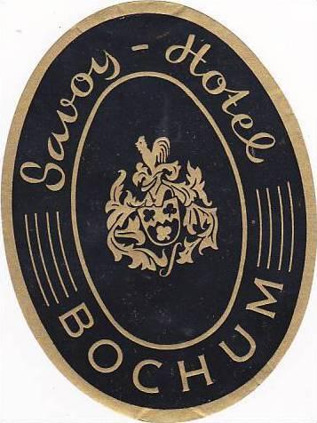 GERMANY BOCHUM SAVOY HOTEL VINTAGE LUGGAGE LABEL