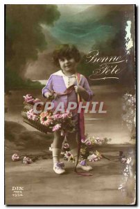 Old Postcard Bonne Fete Children