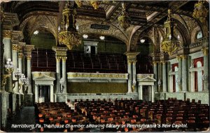 House Chamber Showing Gallery in Capitol Harrisburg PA c1909 Vtg Postcard G22