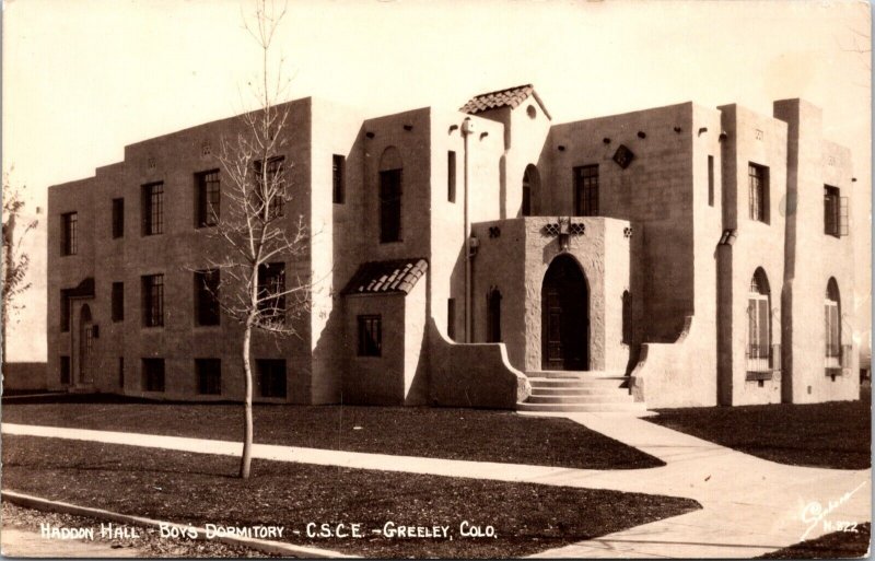 Real Photo Postcard Haddon Hall Boys Dormitory C.S.C.E. in Greeley, Colorado