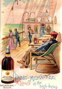 1893 Pabst Bavarian Bottle Beer Milwaukee World's Fair Steamship Card P85