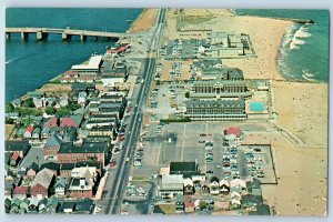 1966 Sea Bright New Jersey Postcard Aerial View Business District Building Beach