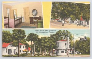 Linen~3 Views Palms Hotel & Cottages St Augustine Florida~c1910 Postcard