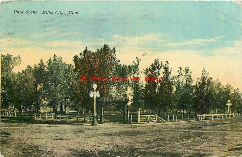 MT, Miles City, Montana, Park Scene, Entrance Arch, 1914 PM