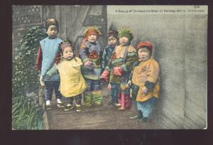 A GROUP OF CHINESE CHILDREN IN HOLIDAY ATTIRE CHINATOWN CHINA OLD POSTCARD