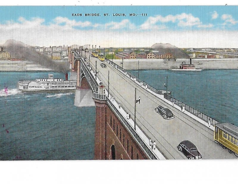 Eads Bridge Riverboats & 1930s Cars St. Louis Missouri