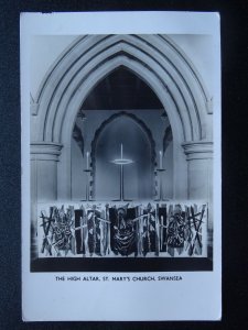 Wales SWANSEA St Mary's Church High Alter - Old RP Postcard by Ann S. Ward