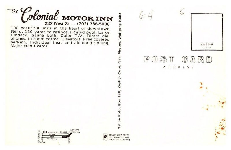 Nevada  Reno , The Colonial Motor Inn