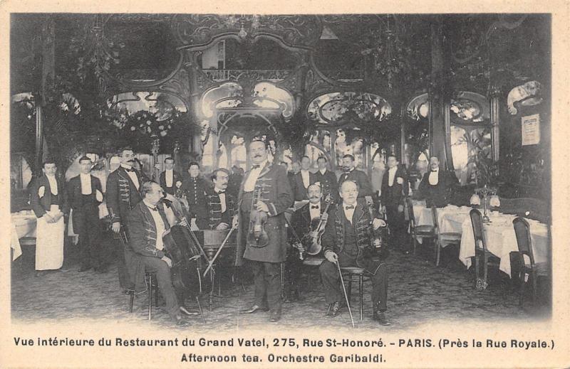 Paris France~Le Grand Vatel~Restaurant Interior~Garibaldi Orchestra~Tea~c1907