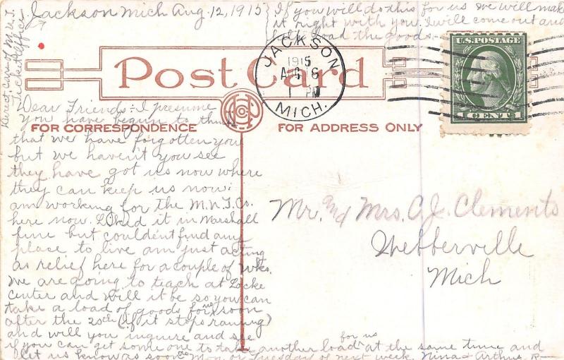 Jackson Michigan~If You're Feeling Tired & Blue-Place for You~Pennant Postcard