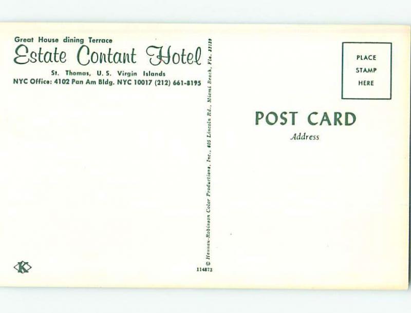 Unused Pre-1980 ESTATE CONTANT HOTEL IN ST. THOMAS US Virgin Islands USVI Q5125