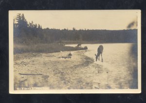 RPPC NEAR MIDDLETOWN OHIO BEAVER LAKE WILD DEER VINTAGE REAL PHOTO POSTCARD