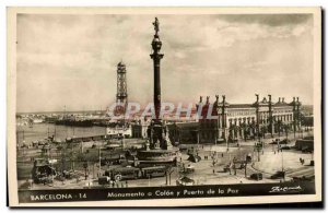 Old Postcard Barcelona Monumento A Colon Y Puerta De La Paz