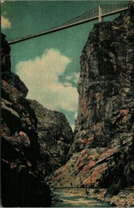 Arkansas Colorado Grand Canon Royal Gorge Highest Bridge Linen Postcard UNP