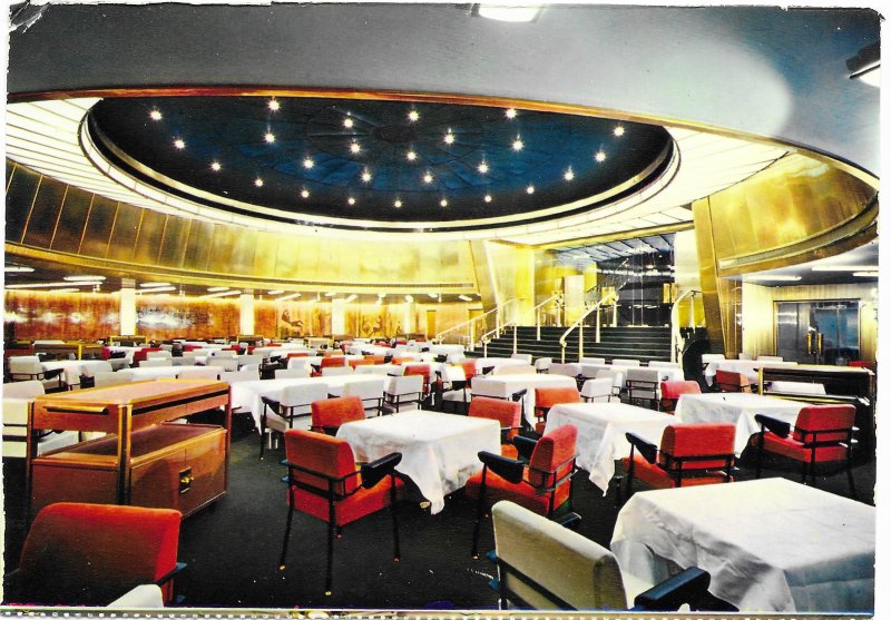 SS France 2,000 passenger Cruise Ship 1971.  Dining Room