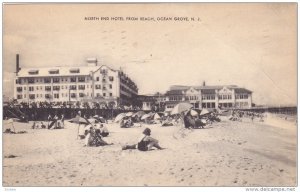 North End Hotel from Beach, Sunbathers, Ocean Grove, New Jersey, 1949 PU