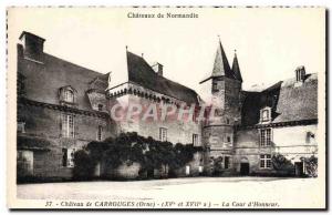 Postcard Old Carrouges Chateau De La Cour D & # 39Honneur