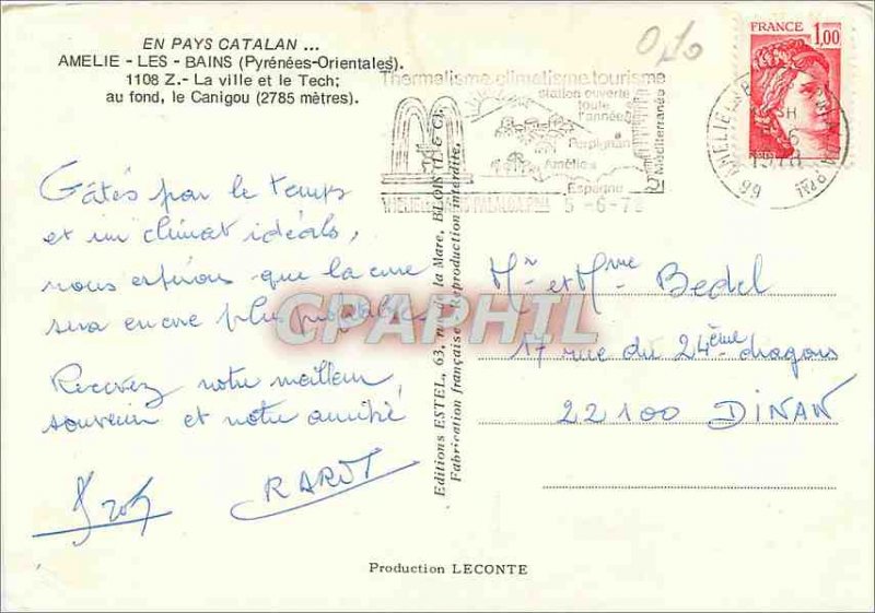 Modern Postcard Amelie les Bains Pyrenees Orientales Town and Tech in the bac...