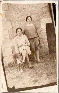 RPPC Two Women with Dog - Satrap