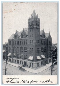 1907 City Hall Building Elgin Illinois IL Dunder IL Antique Postcard
