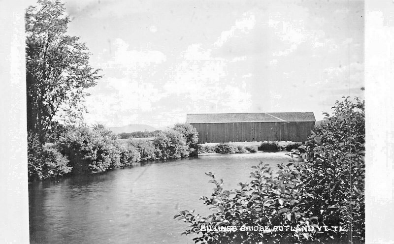 RUTLAND VERMONT~BILLINGS COVERED BRIDGE~REAL PHOTO POSTCARD