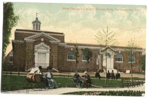 Postcard New Carnegie Library Vernon Park Germantown PA 1908