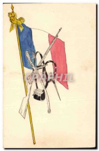 Old Postcard Fancy (drawing hand) Flag Weapons