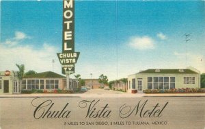 Amescolor Chula Vista Motel roadside San Diego California Postcard 21-1107