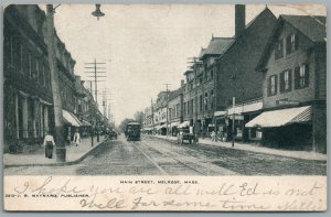 MELROSE MA MAIN STREET ANTIQUE POSTCARD