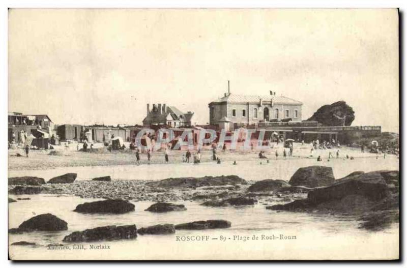Old Postcard Roscoff Beach Rosh Rum