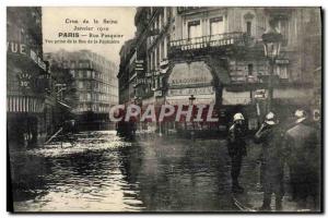 Old Postcard Firefighters Crue of the Seine January 1910 Paris Rue Pasquier V...