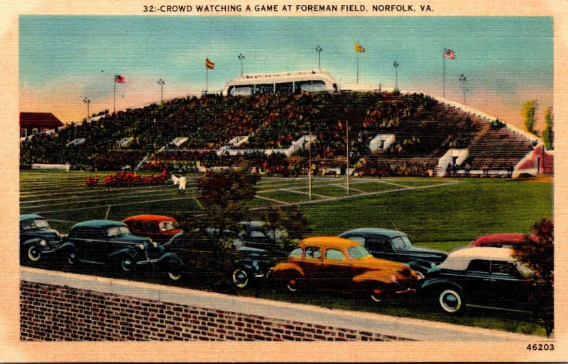 Virginia Norfolk Foreman Field Crowd Watching a Football Game