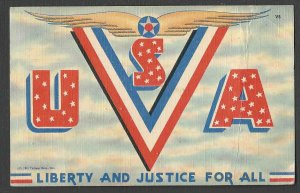 1942 PPC* PATRIOTIC U S A HAS CORNER & SIDE BEND POSTED