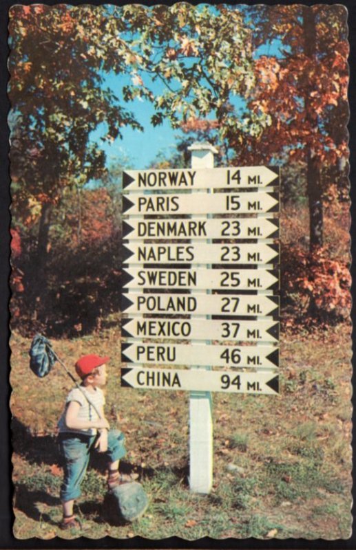 Maine Sign Post located LYNCHVILLE Junction of Routes 5 and 35 -pm1965  - Chrome