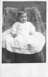 Belden Nebraska 1909 RPPC Real Photo Postcard Child In Chair