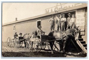 c1907 Macerney Grain Store Children Horse Wagon Baby RPPC Photo Postcard