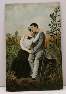 Love & Romance Soldier and His Lady 1909 Cooperstown ND to St Paul Postcard G13