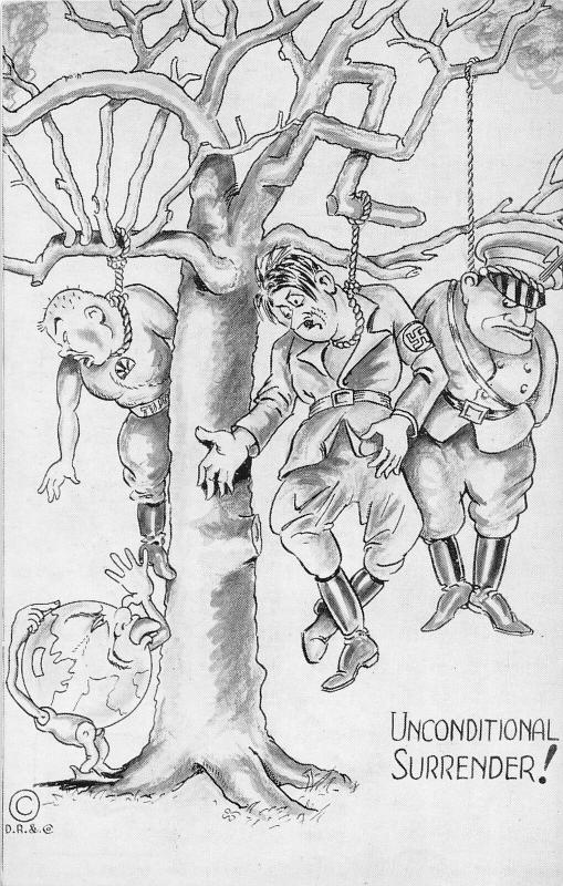 F62/ Patriotic Postcard Anti-Hitler WWII c40s Propaganda Hanging Tree 8