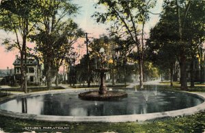 c.1914 Steuben Park Fountain Utica N.Y. Gel Postcard 2T6-130