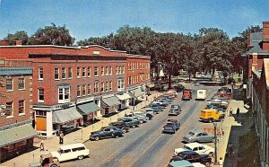 HANOVER NH~BUSINESS SECTION OF MAIN STREET-STORES~1950s ELEVATED VIEW POSTCARD