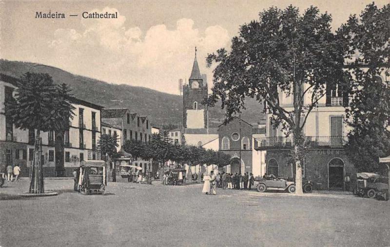 Madeira Cathedral Street Scene Antique Postcard J65776